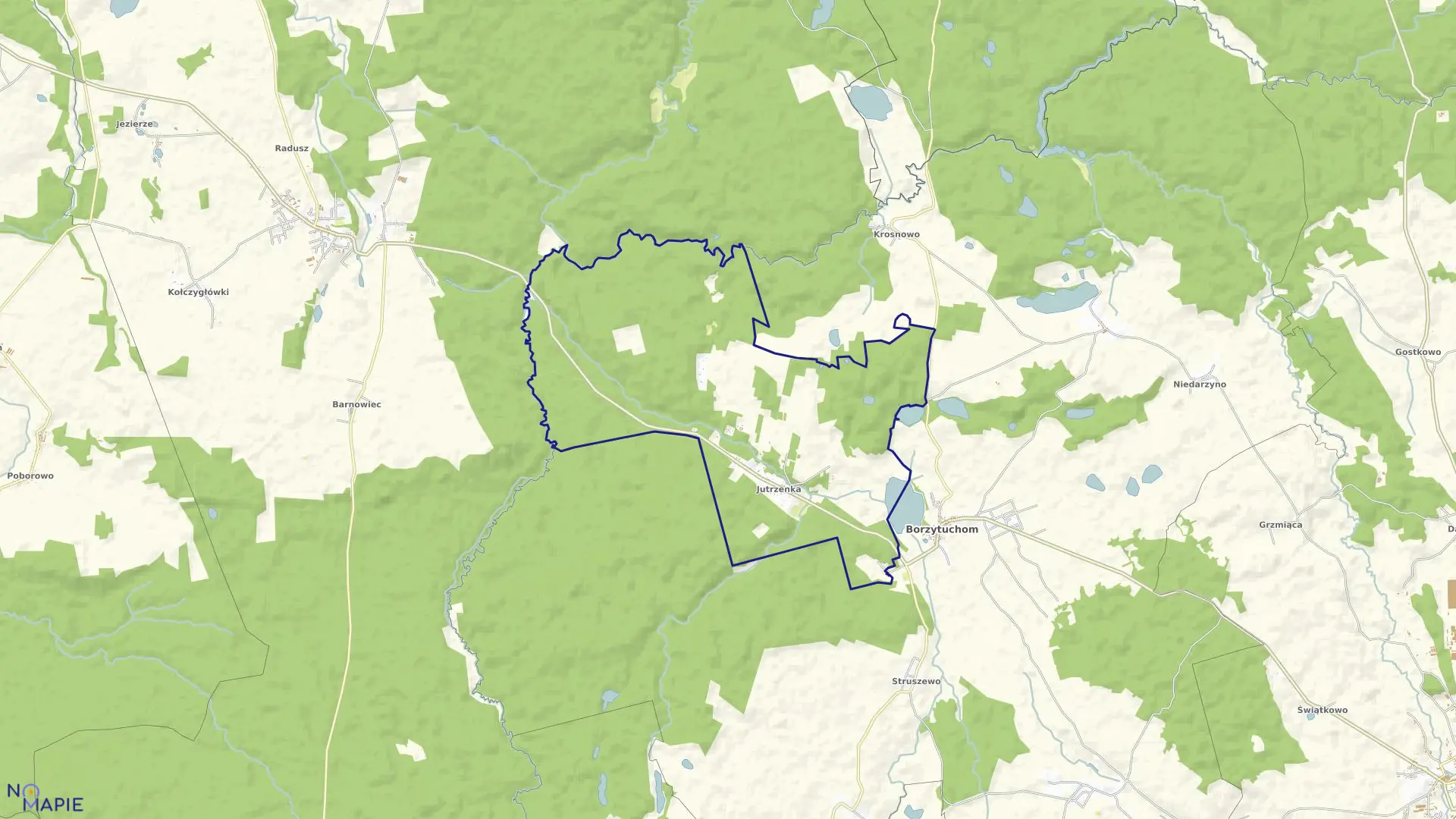 Mapa obrębu Jutrzenka w gminie Borzytuchom