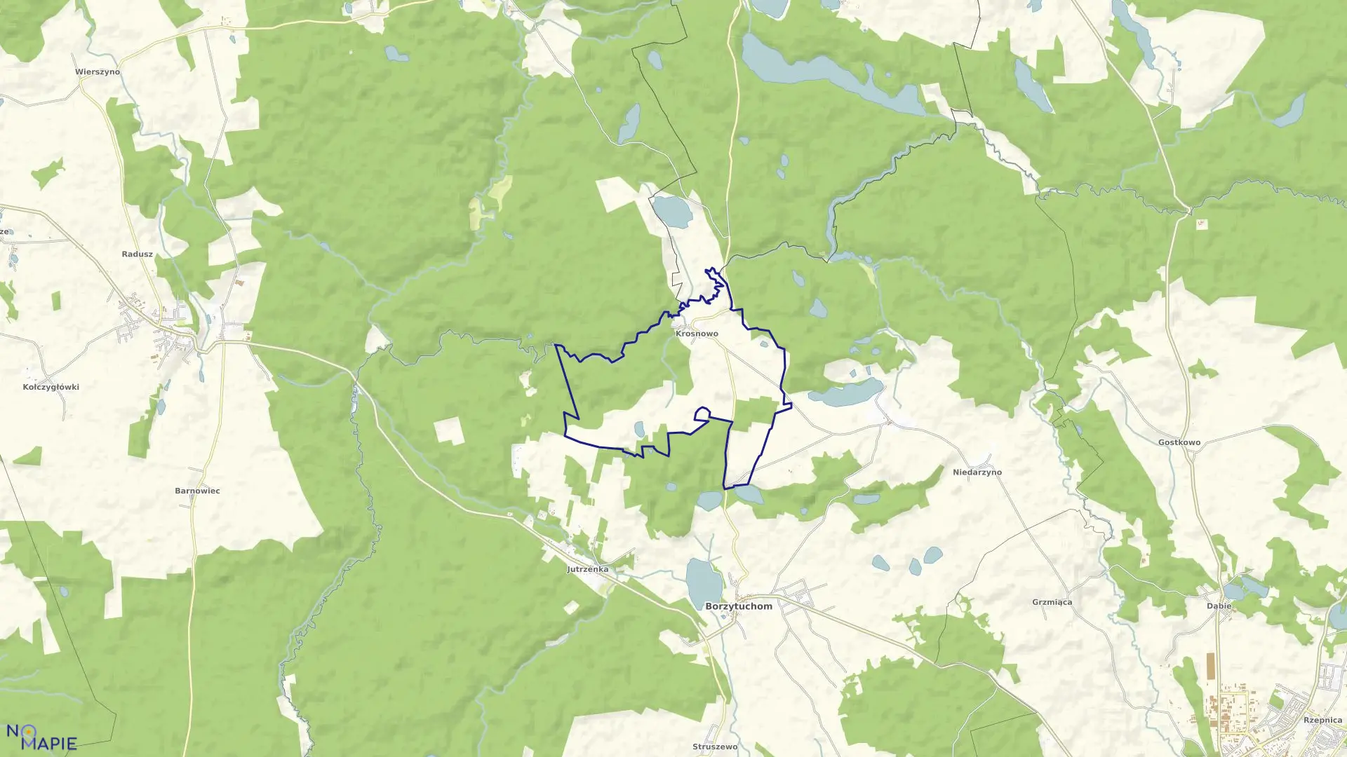 Mapa obrębu Krosnowo w gminie Borzytuchom