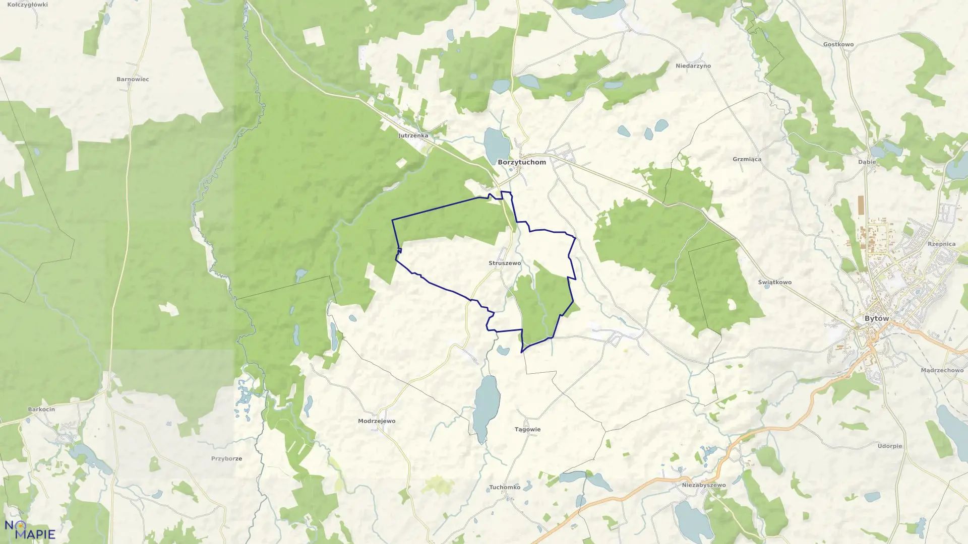 Mapa obrębu Struszewo w gminie Borzytuchom